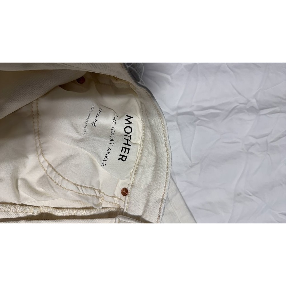 Mother The Tomcat Ankle Jeans Off-White Cream Puffs Size 25 - Picture 2 of 8